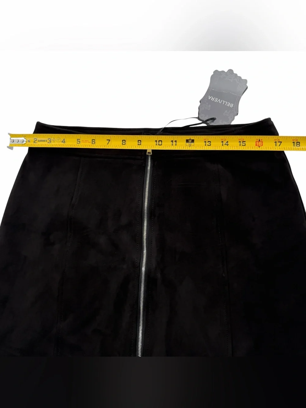 Bellivera Black Faux Suede Skirt XL Front Zip NWT